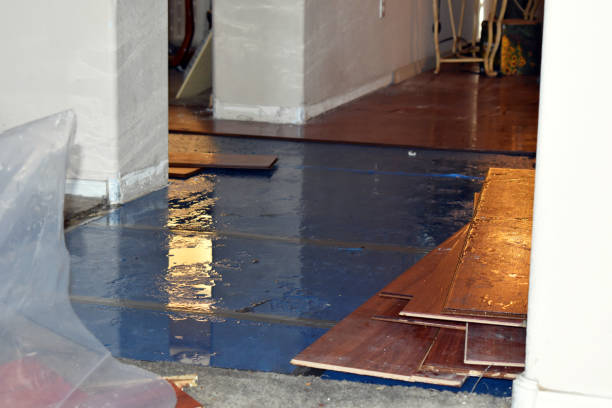Professional Flood Damage Restoration technician working in Barrington, RI